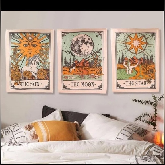 3 Big Tarot Fabric Tapestry, Sun Moon and Star - Picture 1 of 3
